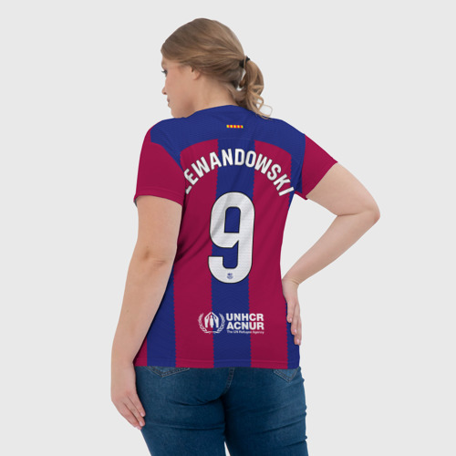Женская футболка 3D Роберт Левандовский Барселона форма 23-24 домашняя, цвет 3D печать - фото 7