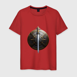 Щит и меч викинга – Мужская футболка хлопок с принтом купить со скидкой в -20%