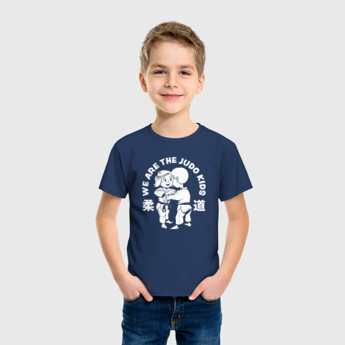 Детская футболка хлопок с принтом Мы дети дзюдо, фото на моделе #1