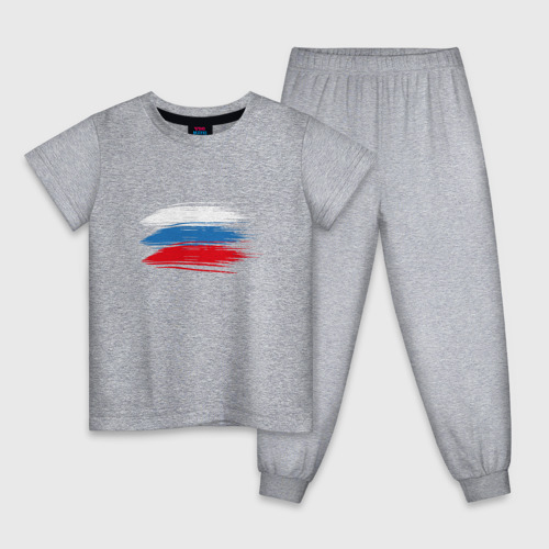 Детская пижама хлопок с принтом Креативный Флаг России, вид спереди #2