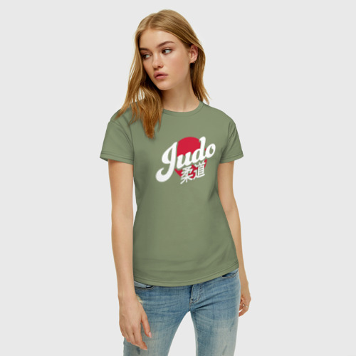 Женская футболка хлопок с принтом Дзюдоист, фото на моделе #1