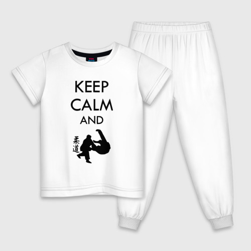 Детская пижама хлопок с принтом Keep calm and judo, вид спереди #2