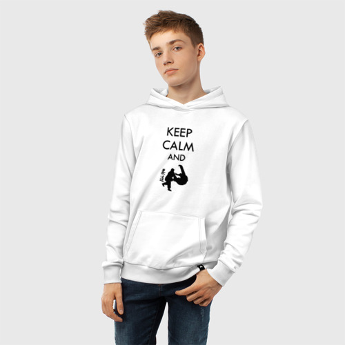 Детская толстовка хлопок Keep calm and judo, цвет белый - фото 6