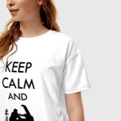 Женская футболка хлопок Oversize Keep calm and judo - фото 2