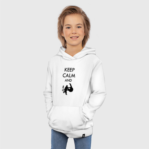 Детская толстовка хлопок Keep calm and judo, цвет белый - фото 5