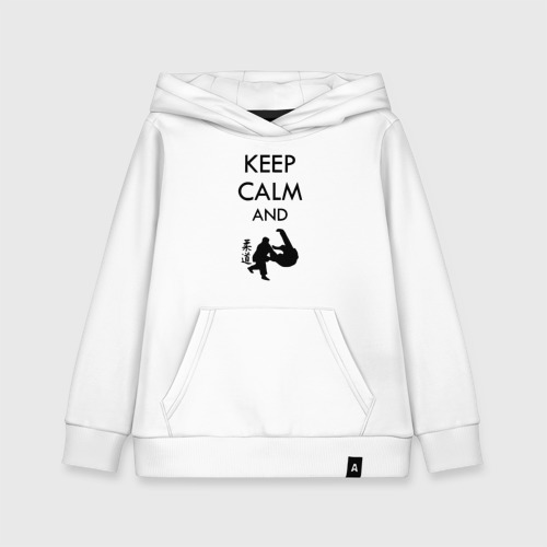 Детская толстовка хлопок Keep calm and judo, цвет белый