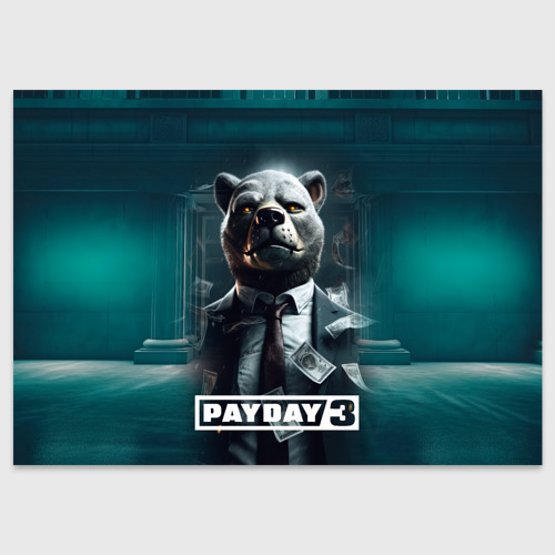 Поздравительная открытка Payday 3  bear, цвет белый
