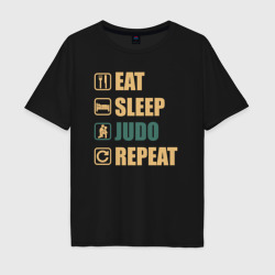Мужская футболка хлопок Oversize Eat sleep judo