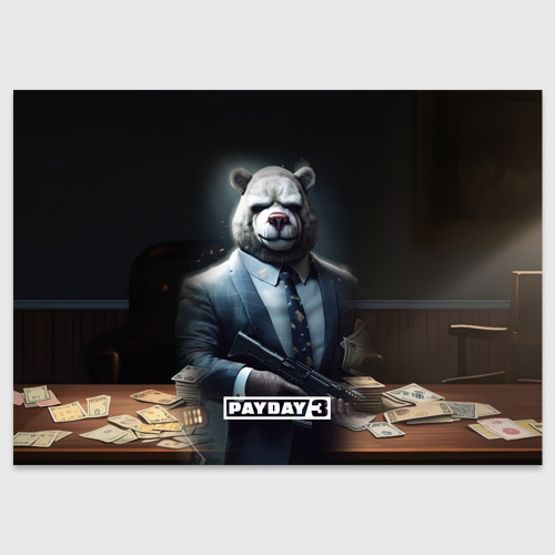 Поздравительная открытка Payday3 bear, цвет белый