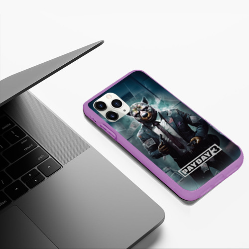 Чехол для iPhone 11 Pro Max матовый Pay day 3  bulldog, цвет фиолетовый - фото 5