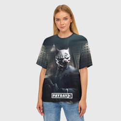 Женская футболка oversize 3D Payday3 bulldog - фото 2