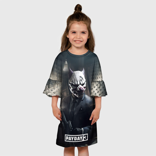 Детское платье 3D с принтом Payday3 bulldog, вид сбоку #3