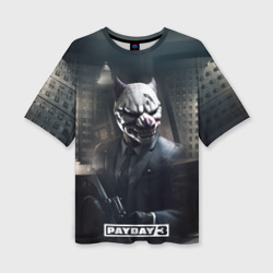 Женская футболка oversize 3D Payday3 bulldog