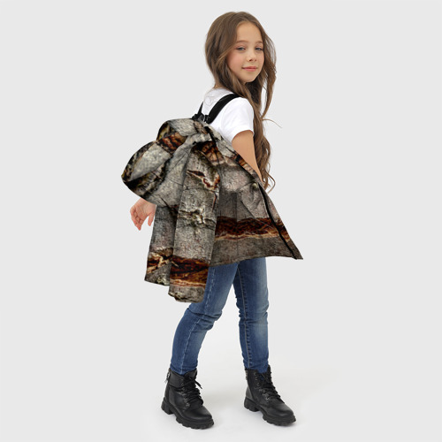 Зимняя куртка для девочек 3D с принтом Деревянный разлом, фото #4