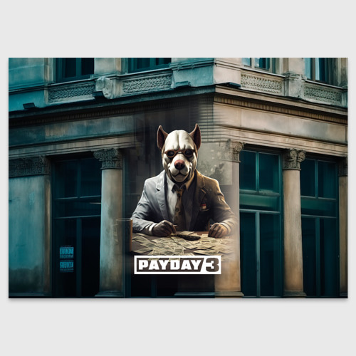 Поздравительная открытка Payday 3  dog , цвет белый