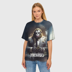 Женская футболка oversize 3D Gorilla                Payday    3 - фото 2