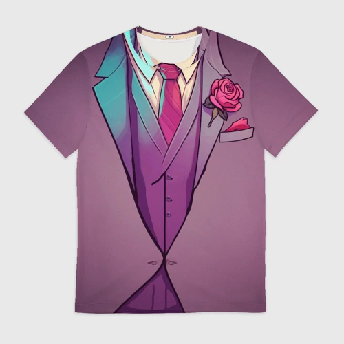 Мужская футболка 3D с принтом Розовый пиджак мафиозника - босс мафии Зубенко, вид спереди #2