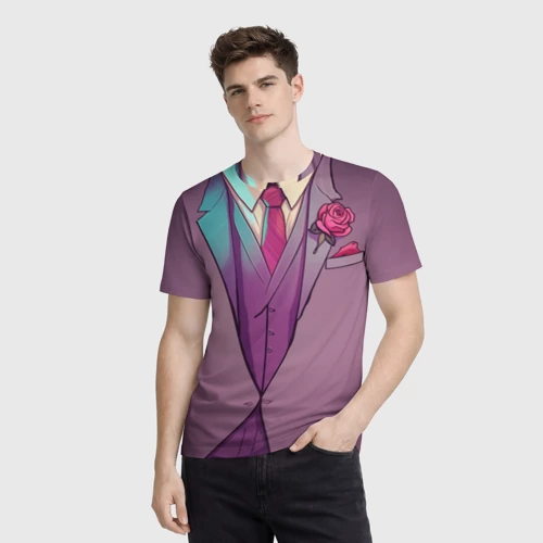 Мужская футболка 3D с принтом Розовый пиджак мафиозника - босс мафии Зубенко, фото на моделе #1