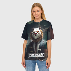 Женская футболка oversize 3D Payday 3  lion - фото 2