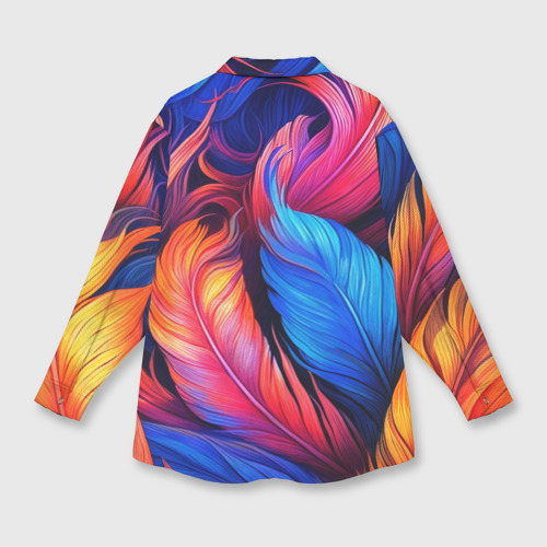 Женская рубашка oversize 3D с принтом Экзотические перья, вид сзади #1