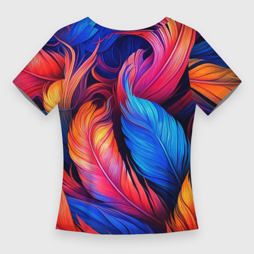 Женская футболка 3D Slim Экзотические перья, цвет 3D печать - фото 2