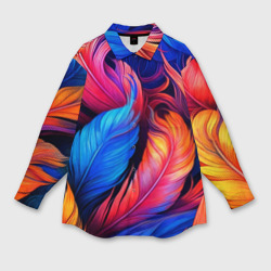 Женская рубашка oversize 3D Экзотические перья
