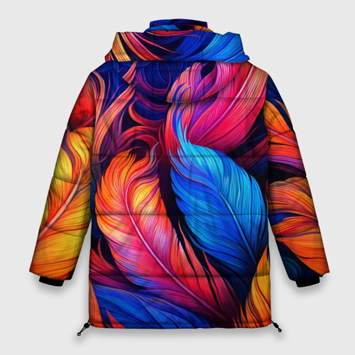 Женская зимняя куртка Oversize Экзотические перья, цвет светло-серый - фото 2