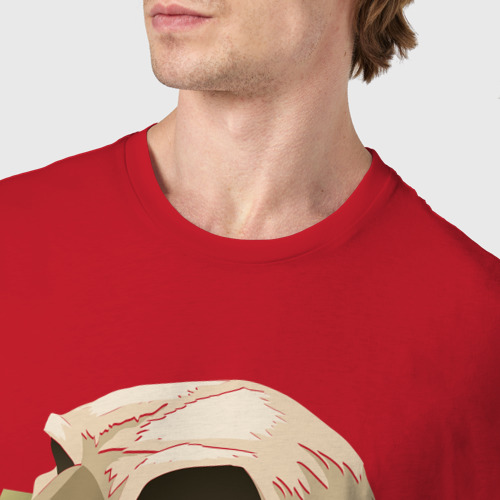 Мужская футболка хлопок Череп с клювом на книге, цвет красный - фото 6