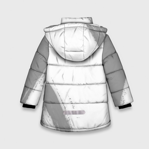 Зимняя куртка для девочек 3D DanMachi glitch на светлом фоне: надпись, символ, цвет черный - фото 2
