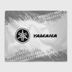 Плед 3D Yamaha Speed на светлом фоне со следами шин: надпись и символ