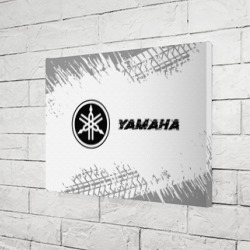 Холст прямоугольный Yamaha Speed на светлом фоне со следами шин: надпись и символ - фото 2