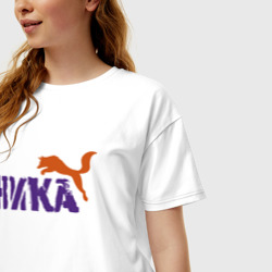 Женская футболка хлопок Oversize Ника и лиса - фото 2