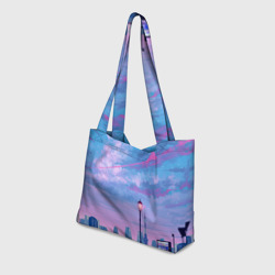 Пляжная сумка 3D Город и красочное небо - фото 2