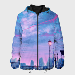 Мужская куртка 3D Город и красочное небо