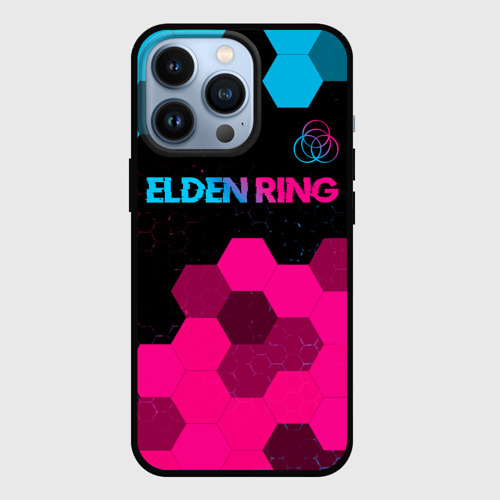 Чехол для iPhone 13 Pro с принтом Elden Ring - neon gradient: символ сверху, вид спереди #2