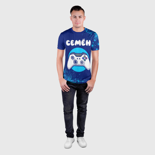 Мужская футболка 3D Slim с принтом Семён геймер, вид сбоку #3