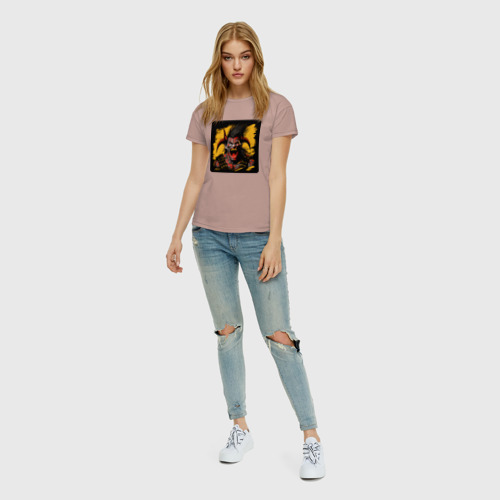 Женская футболка хлопок с принтом Демон орёт, вид сбоку #3