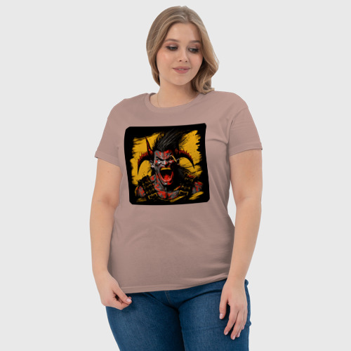 Женская футболка хлопок с принтом Демон орёт, фото #4