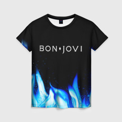 Женская футболка 3D Bon Jovi blue fire