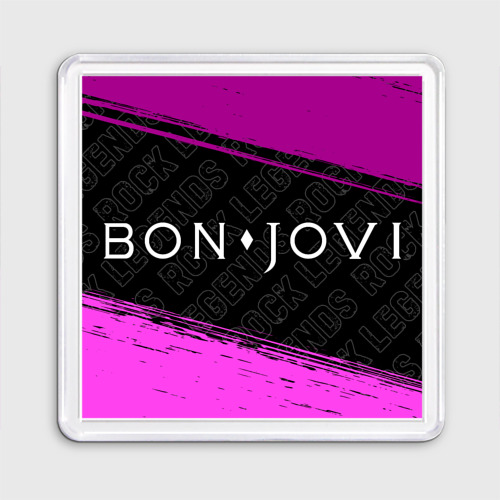 Магнит 55*55 Bon Jovi rock Legends: надпись и символ
