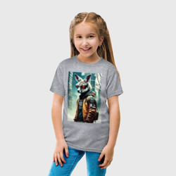 Детская футболка хлопок Кенгуру в Нью-Йорке - Киберпанк - нейросеть - фото 2