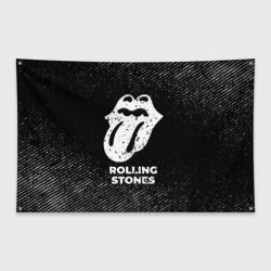 Флаг-баннер Rolling Stones с потертостями на темном фоне