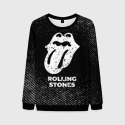 Мужской свитшот 3D Rolling Stones с потертостями на темном фоне