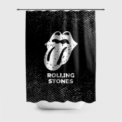 Штора 3D для ванной Rolling Stones с потертостями на темном фоне