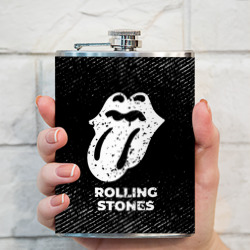 Фляга Rolling Stones с потертостями на темном фоне - фото 2