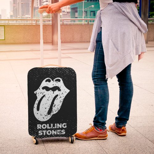 Чехол для чемодана 3D Rolling Stones с потертостями на темном фоне, цвет 3D печать - фото 4