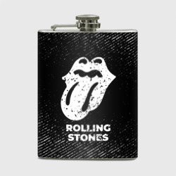 Фляга Rolling Stones с потертостями на темном фоне