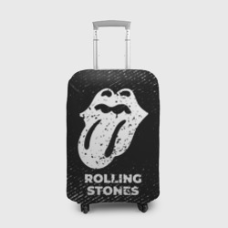 Чехол для чемодана 3D Rolling Stones с потертостями на темном фоне