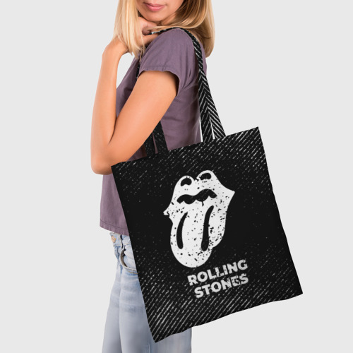 Шоппер 3D Rolling Stones с потертостями на темном фоне - фото 3