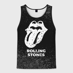 Мужская майка 3D Rolling Stones с потертостями на темном фоне